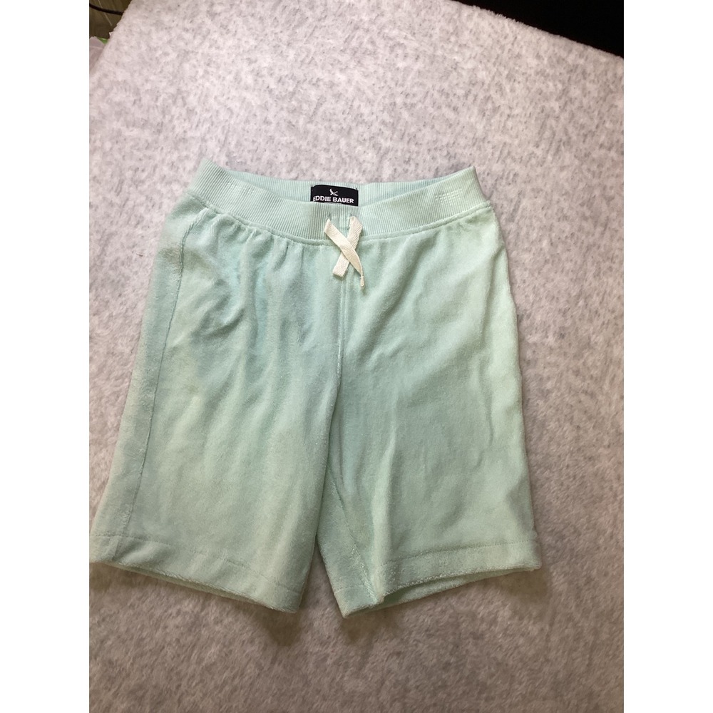 Eddie Bauer Kids Mint Green Terry Cloth Shorts Size 6 Elastic Waist Drawstring